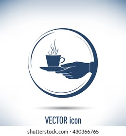 Cup in his hand. Vector illustration