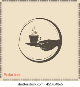 Cup in his hand. Vector illustration