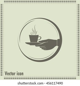 Cup in his hand. Vector illustration