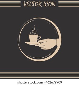 Cup in his hand. Vector illustration
