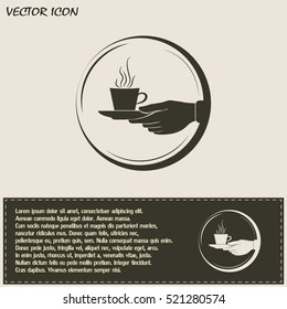 Cup in his hand. Vector illustration
