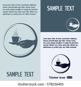 Cup in his hand. Vector illustration