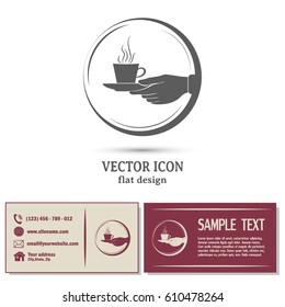 Cup in his hand. Vector illustration