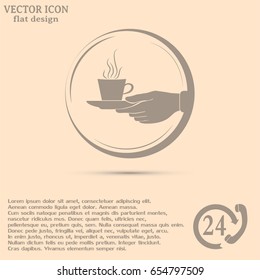 Cup in his hand. Vector illustration