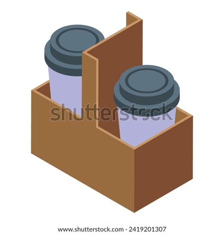 Cup holder bag icon isometric vector. Pack plastic. Care design takeout
