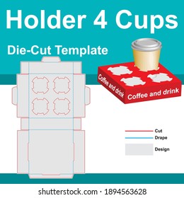 Cup holder Box with Die-Cut Template