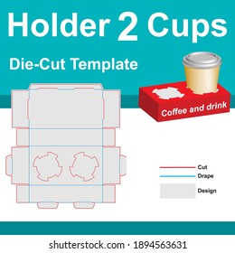 Cup holder Box with Die-Cut Template