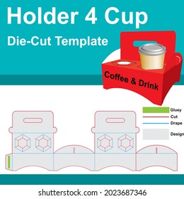 Cup holder Box with Die-Cut Template