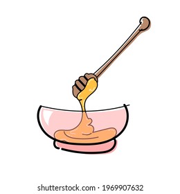 A cup of honey isolated on a white background. Vector illustration.