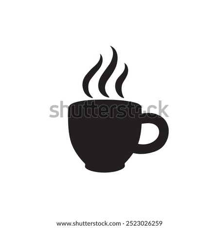 A Cup of Hot Hot Beverage Icon, Hot Drink Symbol, Warm Cup Icon, a cup of Coffee or Tea Icon Black.