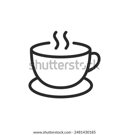 Cup of hot beverage, linear style icon. coffee, tea, or hot drinks. Editable stroke width