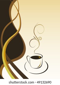 A cup of hot black coffee. Vector illustration