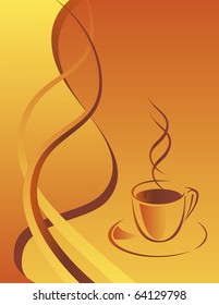 A cup of hot black coffee. Vector illustration