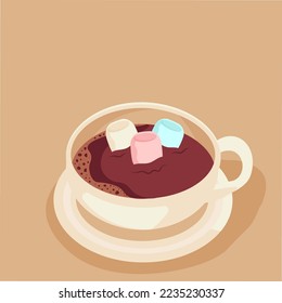 Cup of hot cacao with marshmallow
