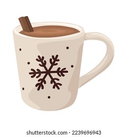 Cup of hot chocolate drink on white background