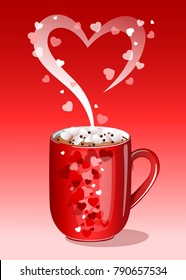 Cup Of Hot Chocolate With Heart Shaped Steam