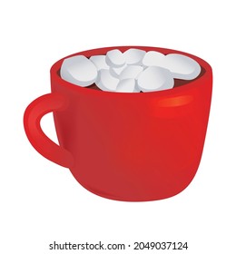 A cup of hot chocolate and marshmallows. Vector illustration