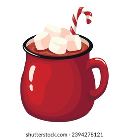 A cup of hot chocolate with marshmallows. Vector illustration.