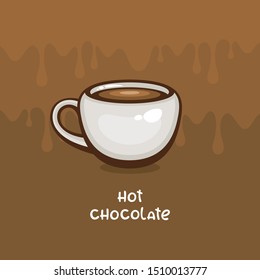 Cup of hot chocolate vector illustration. Design for menu and logo. Traditional cacao drink.