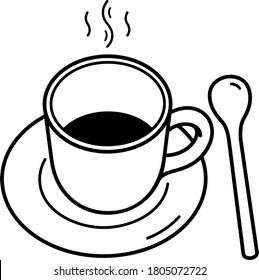 Cup of hot chocolate. Vector outline icon.