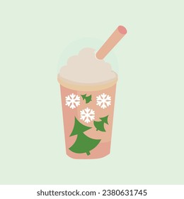 Cup of hot chocolate with whipped cream on light background