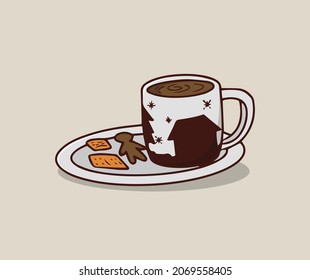 A cup of hot chocolatehand drawing illustration