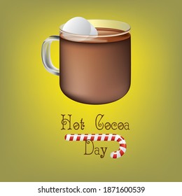 A cup of hot cocoa for Hot Cocoa Day. Vector illustration.