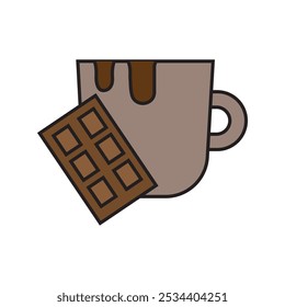 Cup of hot cocoa isolated on white background.