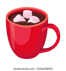 A cup of hot cocoa with marshmallows. Vector illustration