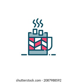 Copa de cacao caliente con malvaviscos. Bebida calurosa y reconfortante en una taza. Icono de color de píxeles perfecto, editable