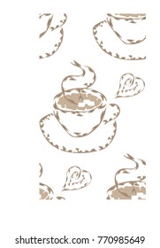 A cup of hot cocoa with slicks, an elegant contour, cocoa stains