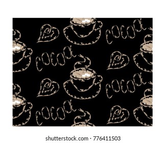 A cup of hot cocoa with slicks, an elegant contour, cocoa stains