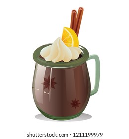 CUP OF HOT COCOA WITH WHIPPED CREAM