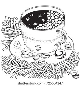 Cup Hot Coffee Adult Coloring Book Stock Vector (Royalty Free) 725584147