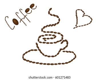 A cup of hot coffee beans painted