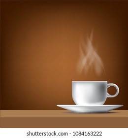 A cup of hot coffee in the brown atmosphere.(vector)