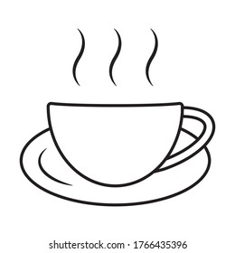 A cup of hot coffee cafe or caffeine drink line art icons for apps and websites