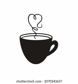 A Cup of Hot Coffee or Hot Chocolate Symbol Logo on White Background. Food or Drink Flat Icon Vector Illustration.