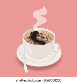 a cup of hot coffee, colorful background vector illustration