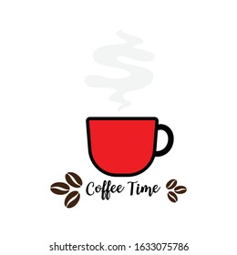 a cup of hot coffee for decoration design. icon, vector, illustration