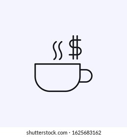 Cup of hot coffee with dolar icon