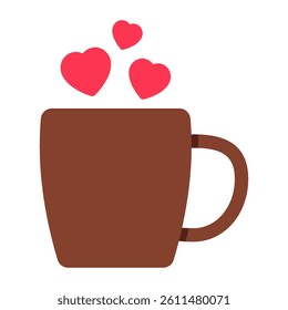 A cup of hot coffee in flat design