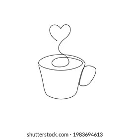Cup of hot coffee with a heart