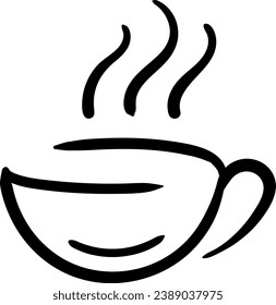 a cup of hot coffee icon black and white