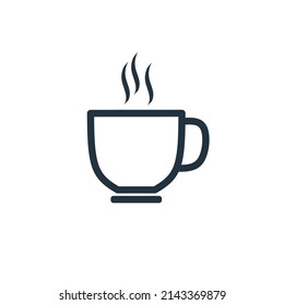 A cup of hot coffee icon isolated on a white background. Coffee symbol for web and mobile apps. Vector illustration