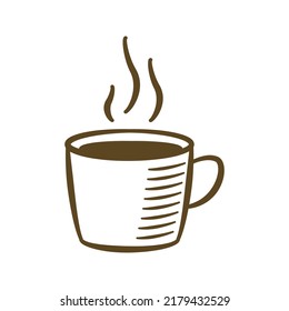 un icono de una taza de café caliente. Formato de archivo vector. Ilustración del contorno del doodle.