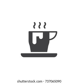 Cup of hot coffee icon vector, filled flat sign, solid pictogram isolated on white. Symbol, logo illustration.