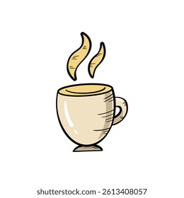 Cup of Hot Coffee illustration cartoon isolated on white background. Coffee logo. Cofee icon. 