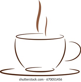 A cup of hot coffee illustration, vector, isolated. Hot drinks icon.