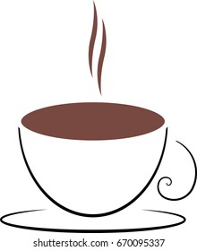 A cup of hot coffee illustration, vector, isolated. Hot drinks icon.